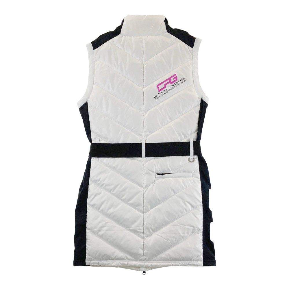 美品　cpg ジーピージー　ゴルフウェア　ノースリーブ　ワンピース　ホワイト サイズ：L CPG GOLF シーピージーゴルフ ノースリーブ ダウン
