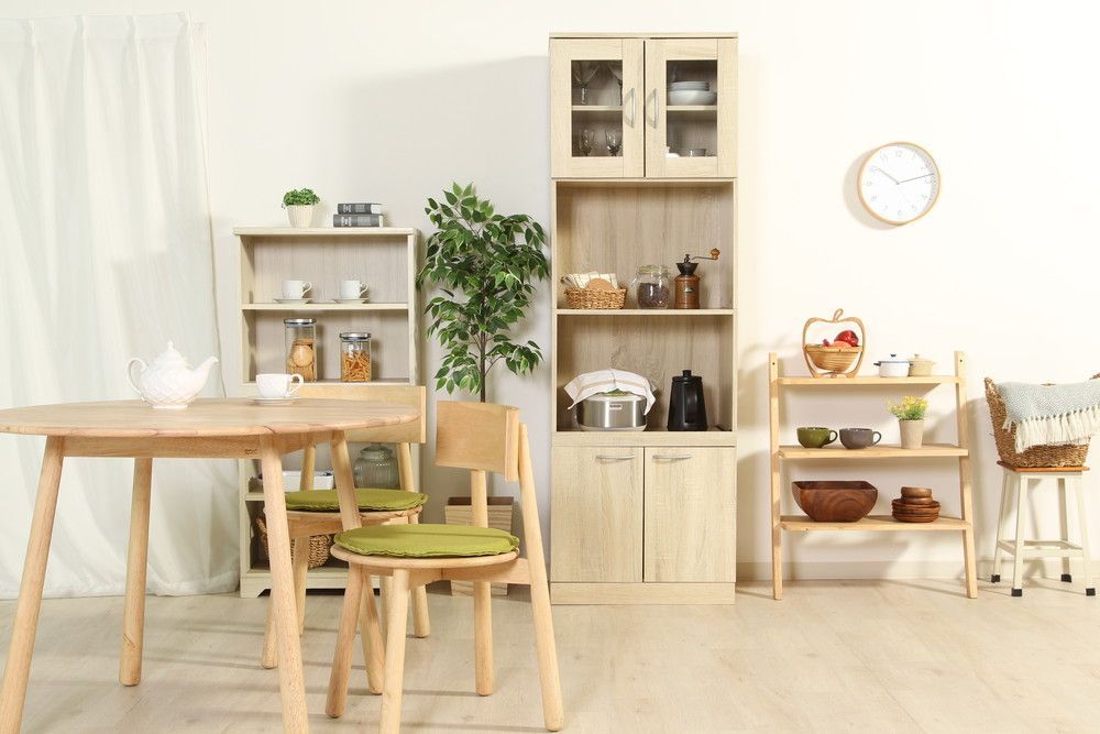 ◇ハイキッチンボード 180×60 購入 ホワイトオーク 食器棚 ナチュラル系