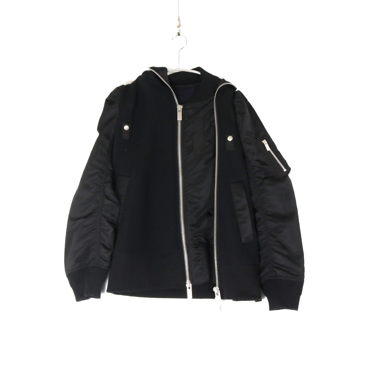 sacai(サカイ) 21AW Nylon Twill × Sponge Blouson スウェット MA-1 黒 