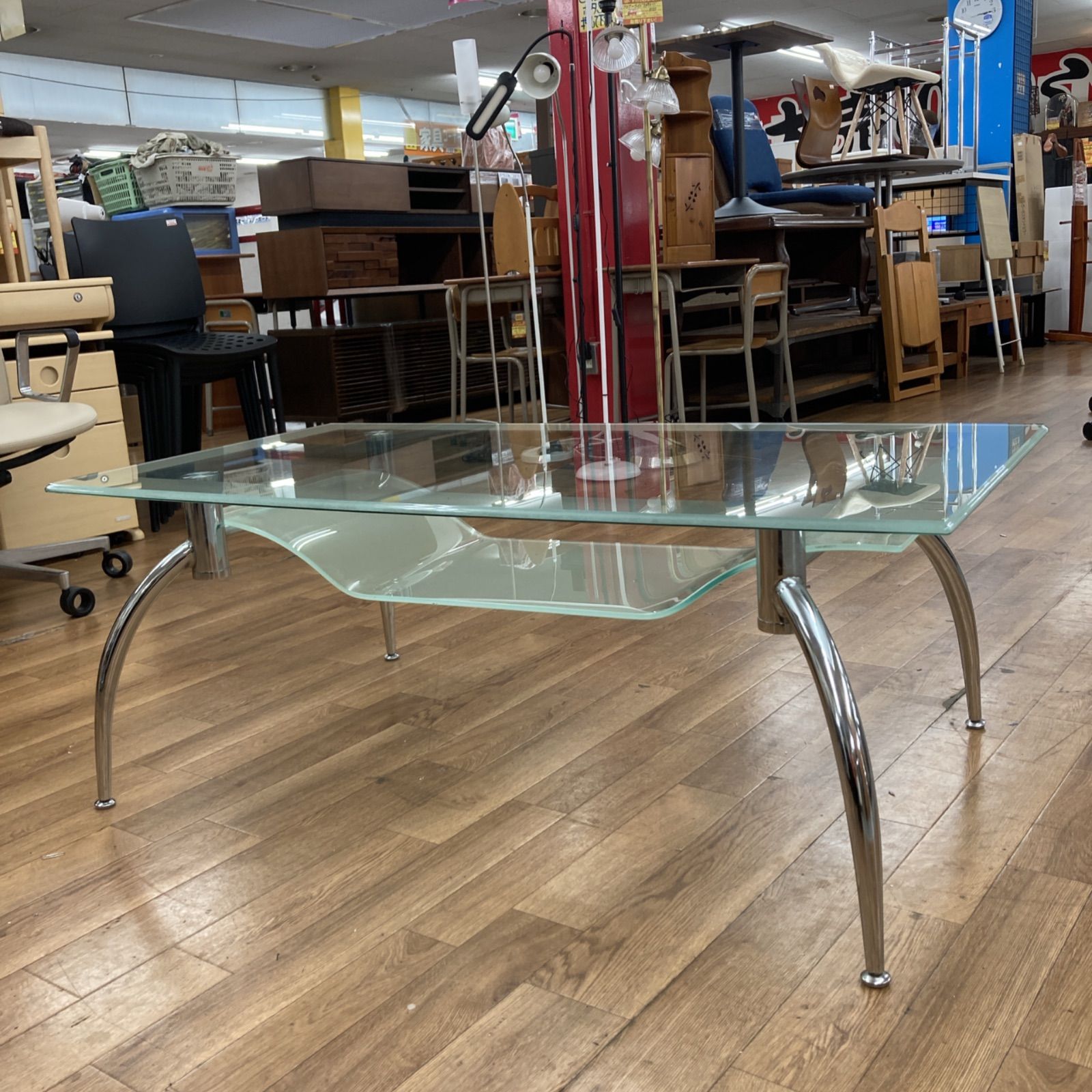 S264 ガラステーブル センターテーブル 大きめ 幅120cm