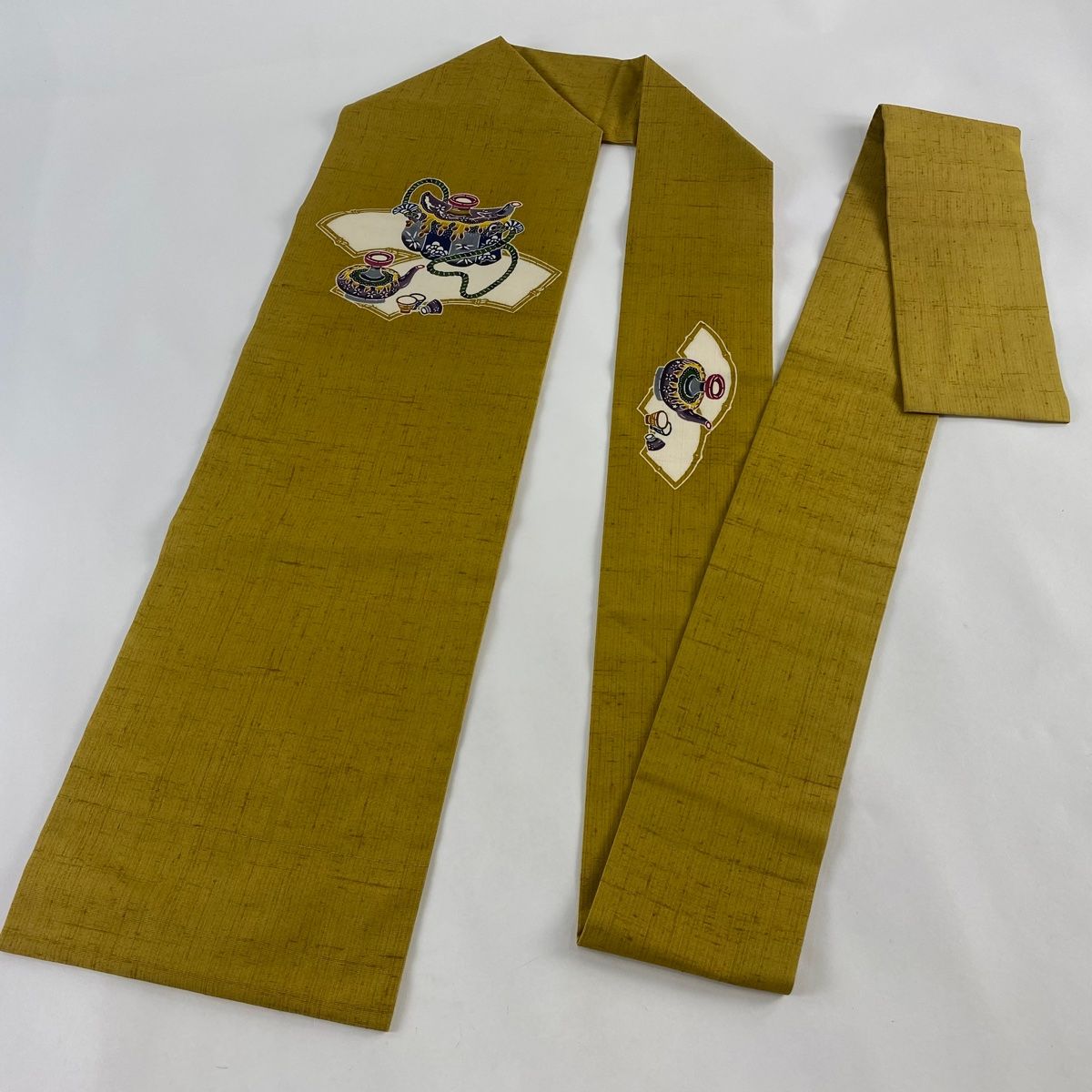 名古屋帯 美品 逸品 落款 本場琉球紅型 知念積元 知念紅型工房 紬地