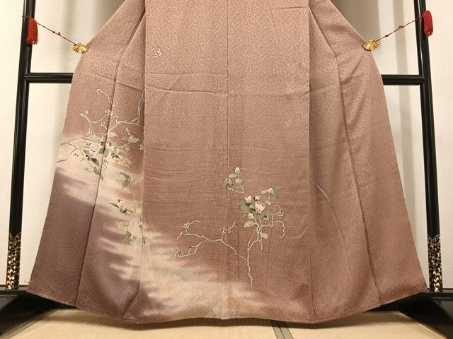 平和屋着物○訪問着 刺繍 松かさ 暈し染め 正絹 逸品 AABA8930ph 平和屋
