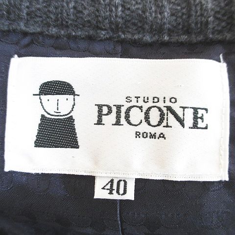 ピッコーネ PICONE ジャケット ニット 薄手 比翼 40 黒系 ブラック