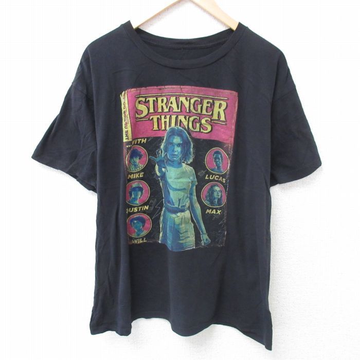 XL/古着 半袖 Tシャツ メンズ ドラマ ストレンジャーシングス クルーネック 黒 ブラック spe 24jun04 中古