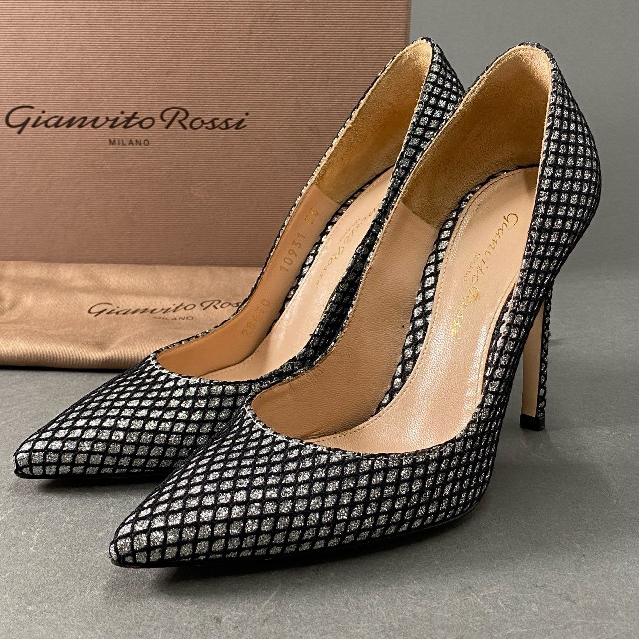 2f11 【イタリア製】Gianvito Rossi ジャンヴィトロッシ ラメ メッシュデザイン ポインテッドトゥ パンプス サイズ35 レディース  女性用 靴 - メルカリ