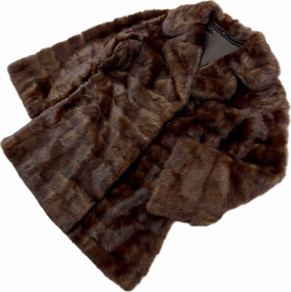 毛皮 ☆ 高級 リアルファー ダークブラウン デミバフミンク ファー