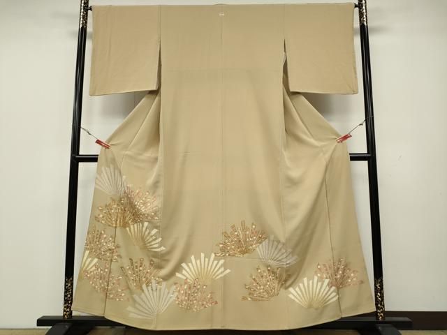平和屋着物●豪華色留袖 駒刺繍 吉祥花文 金彩 正絹 CAAX4784ut