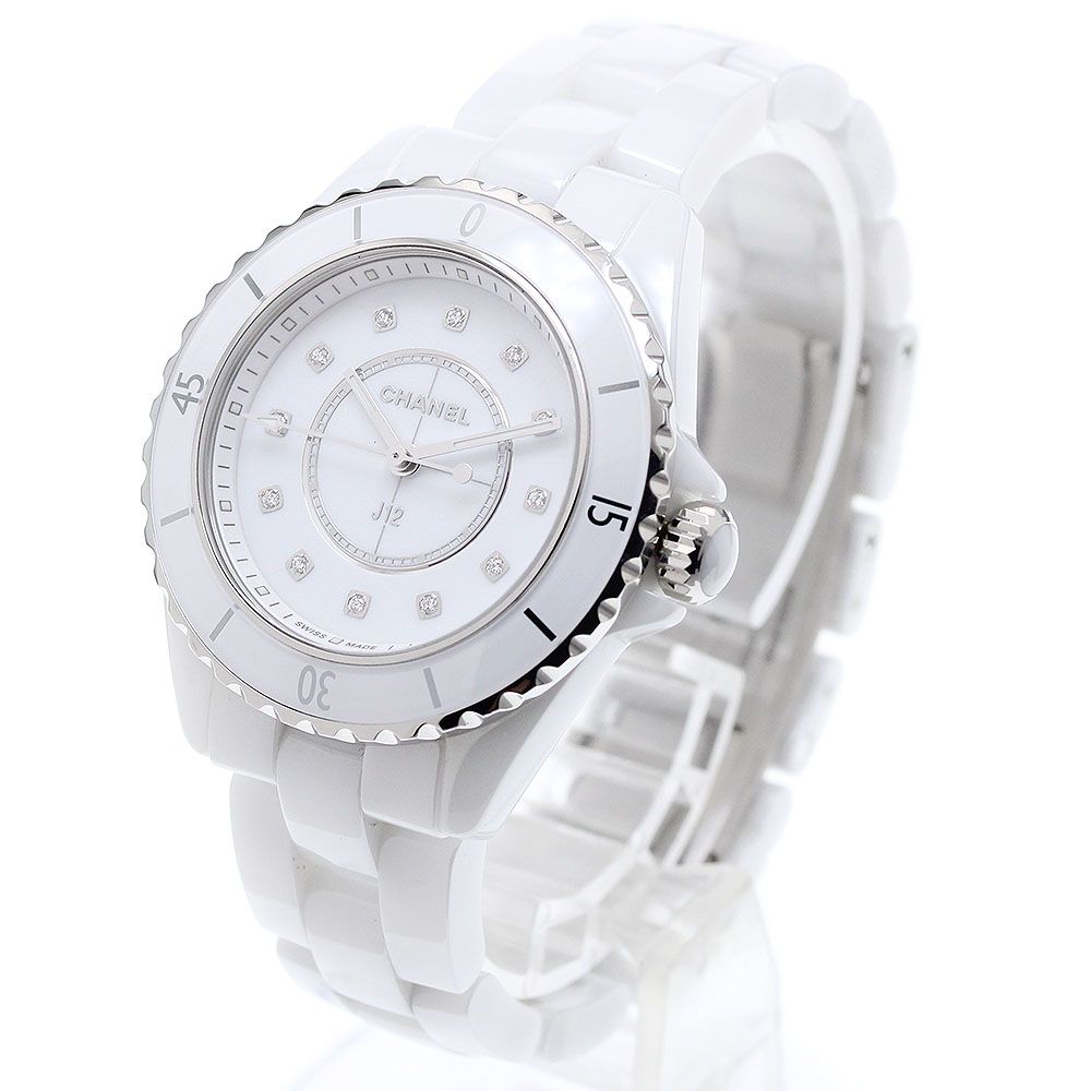 シャネル CHANEL H5703 J12 ホワイトセラミック 12Pダイヤ クォーツ  