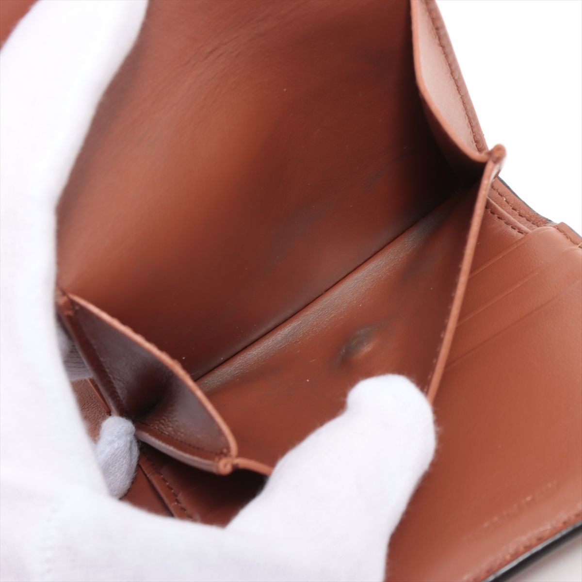 極美品 セリーヌ スモール カデナ ストラップ ウォレット レザー 三  