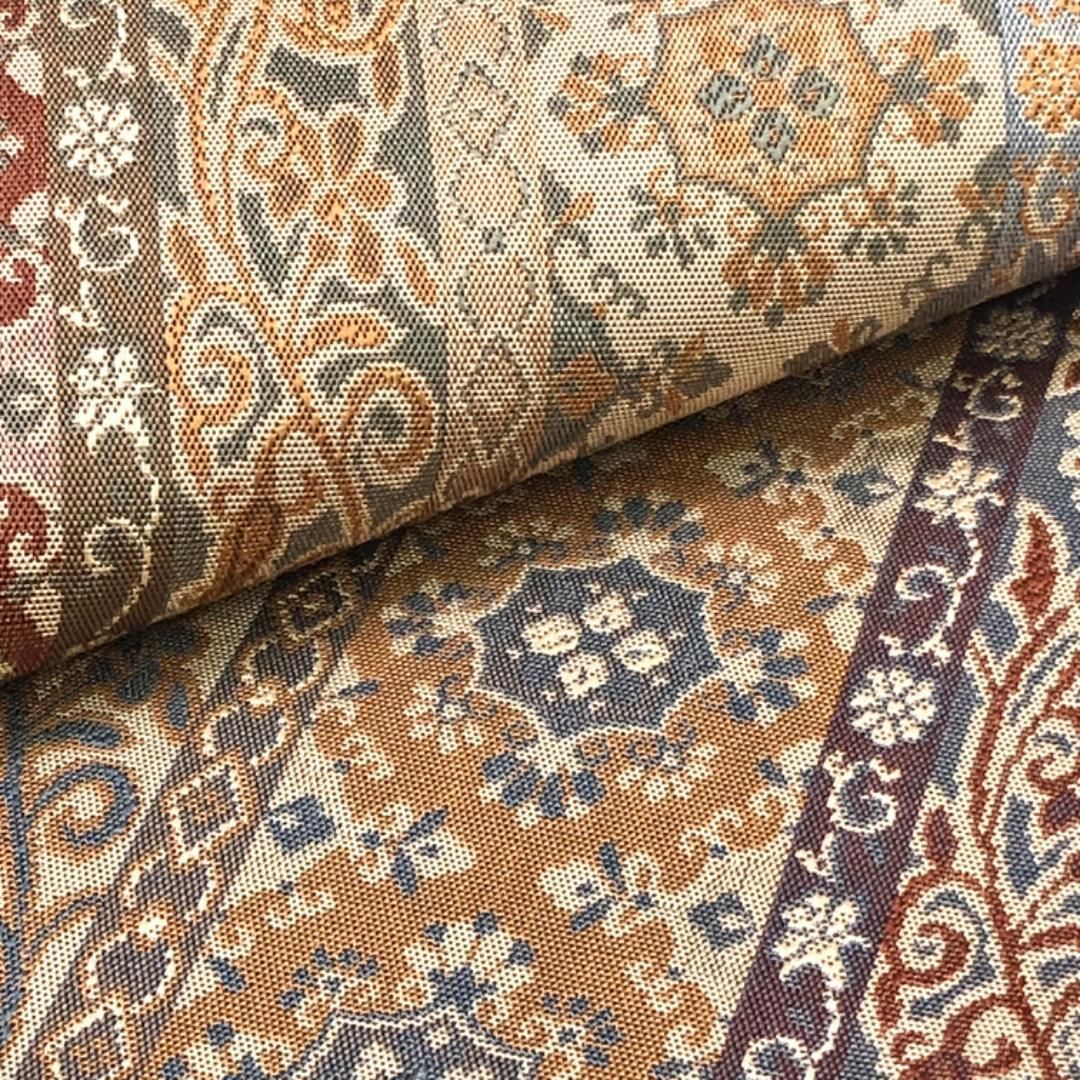 名古屋帯 縦縞に美しい華柄織模様 香色 O-5047