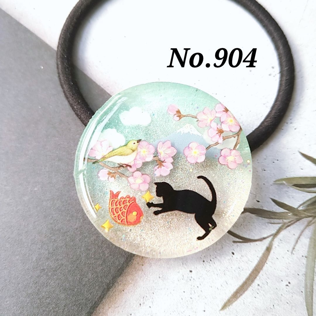 レジン　猫　ヘアゴム　ブローチ　ポニーフック　No.280 レジン 猫 ヘアゴム ブローチ ポニーフック No.280 レジン猫ヘアゴム