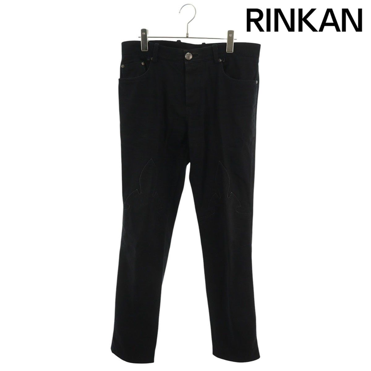 クロムハーツ  DNM PANTS BLK フレアニー裾ジップデニムパンツ メンズ 34インチ