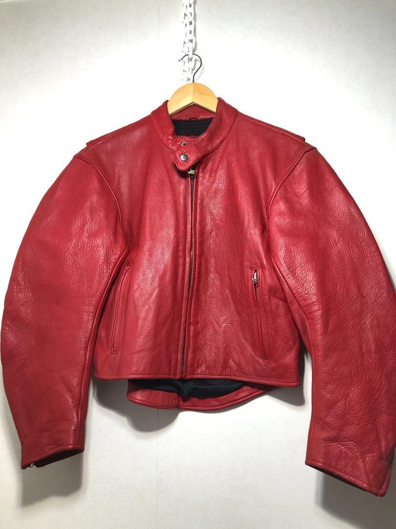 513061 PLICANA レディース レザー ライダース XL レッド ジャケット プリカーナ