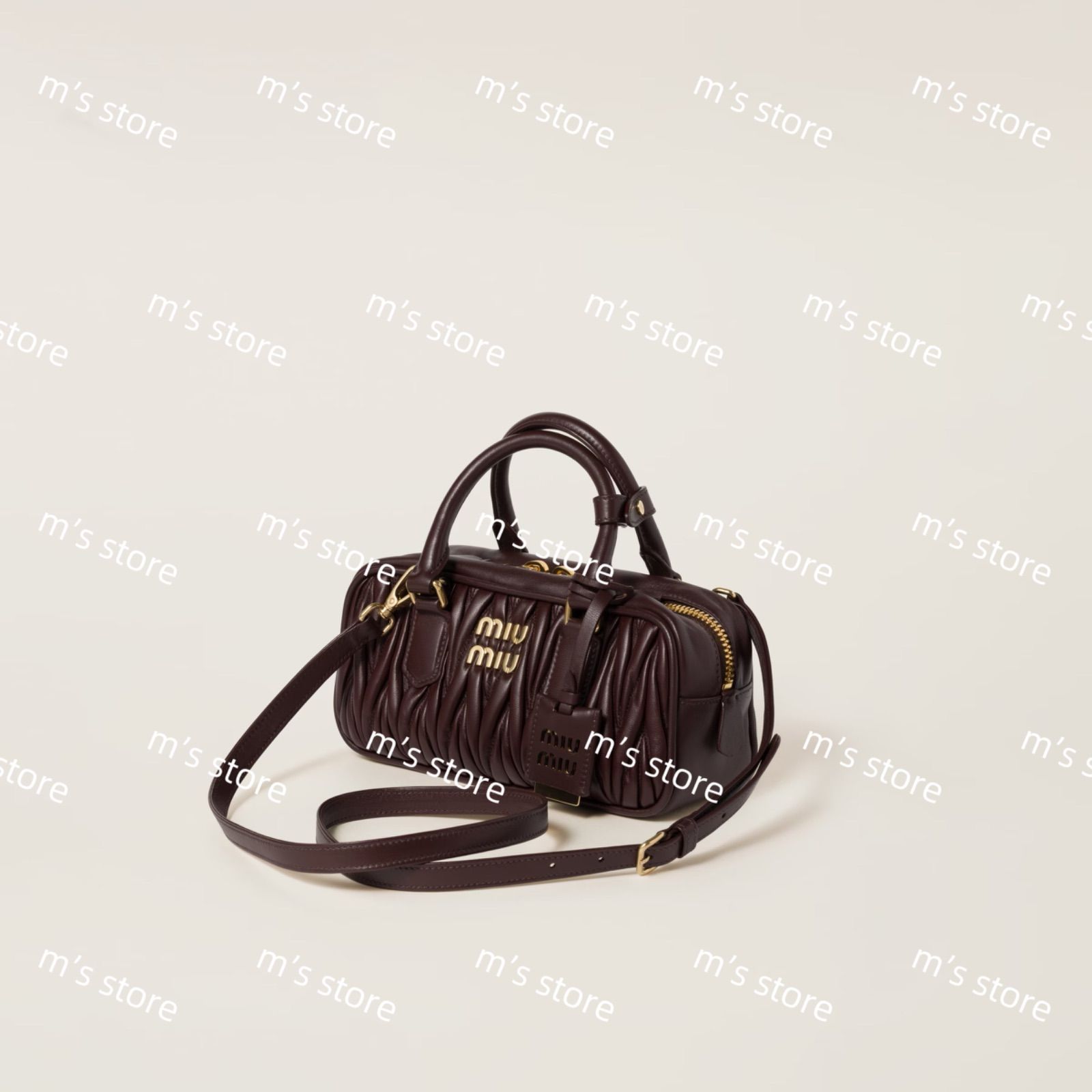 【MiuMiu】送料込★ブラウン アルカディ ナッパレザーバッグ ミュウミュウブラウンバッグ