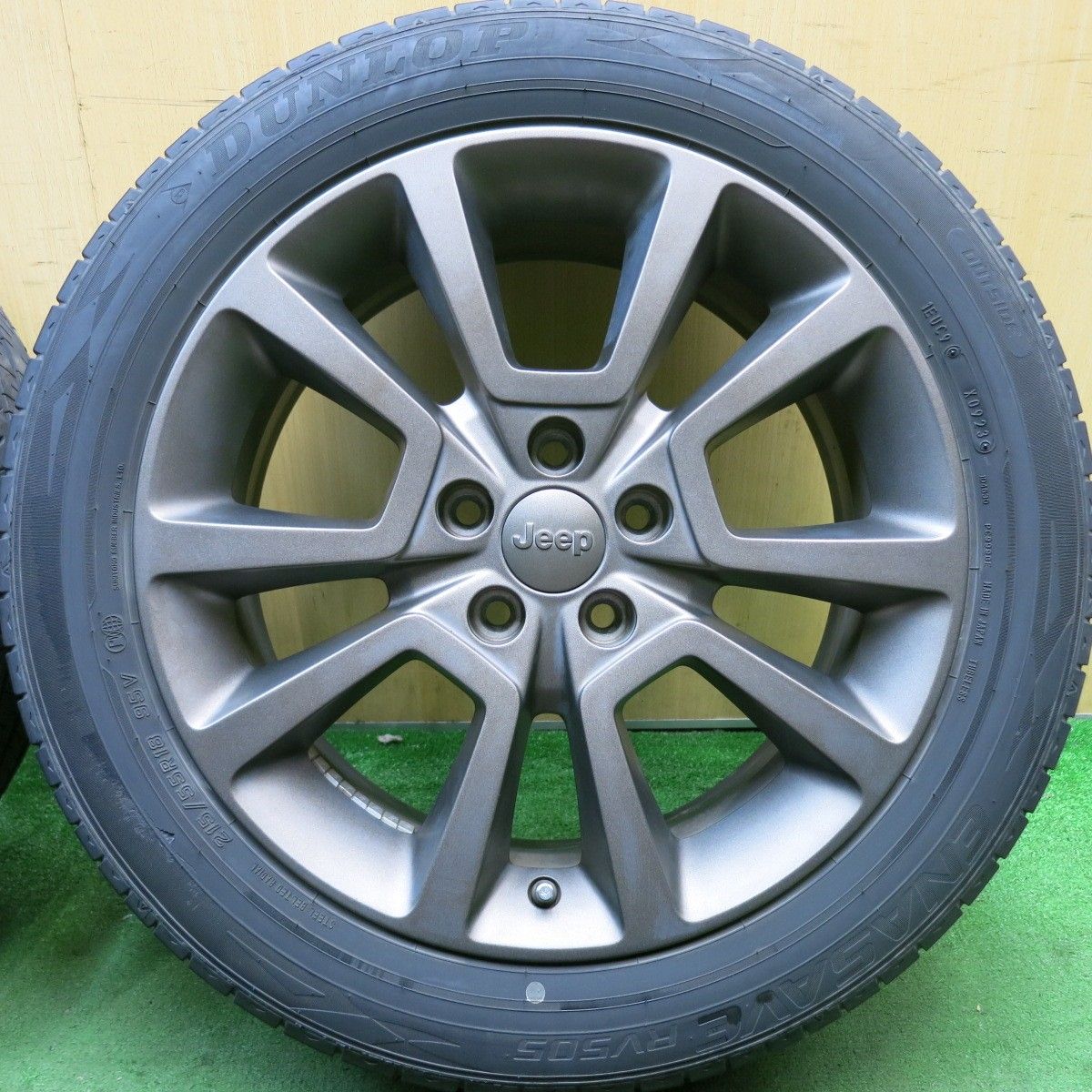 バリ溝 23年 9.5分 ジープ コンパス リミテッド 純正 215 55R18 ダンロップ エナセーブ RV505 18インチ PCD114.3 5H 5100508HAノ