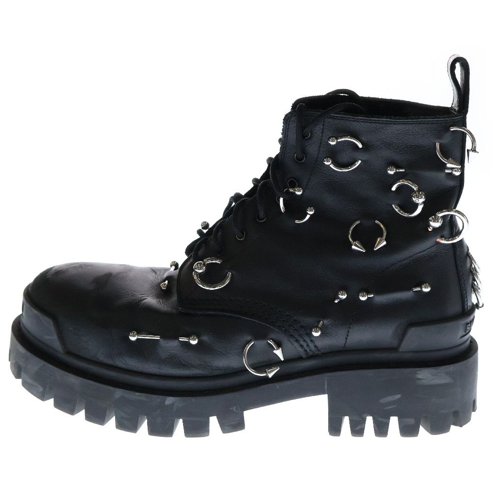 BALENCIAGA バレンシアガ STRIKE 20MM ストライクピアーシングレザーブーツ 763495 ブラック|シルバー