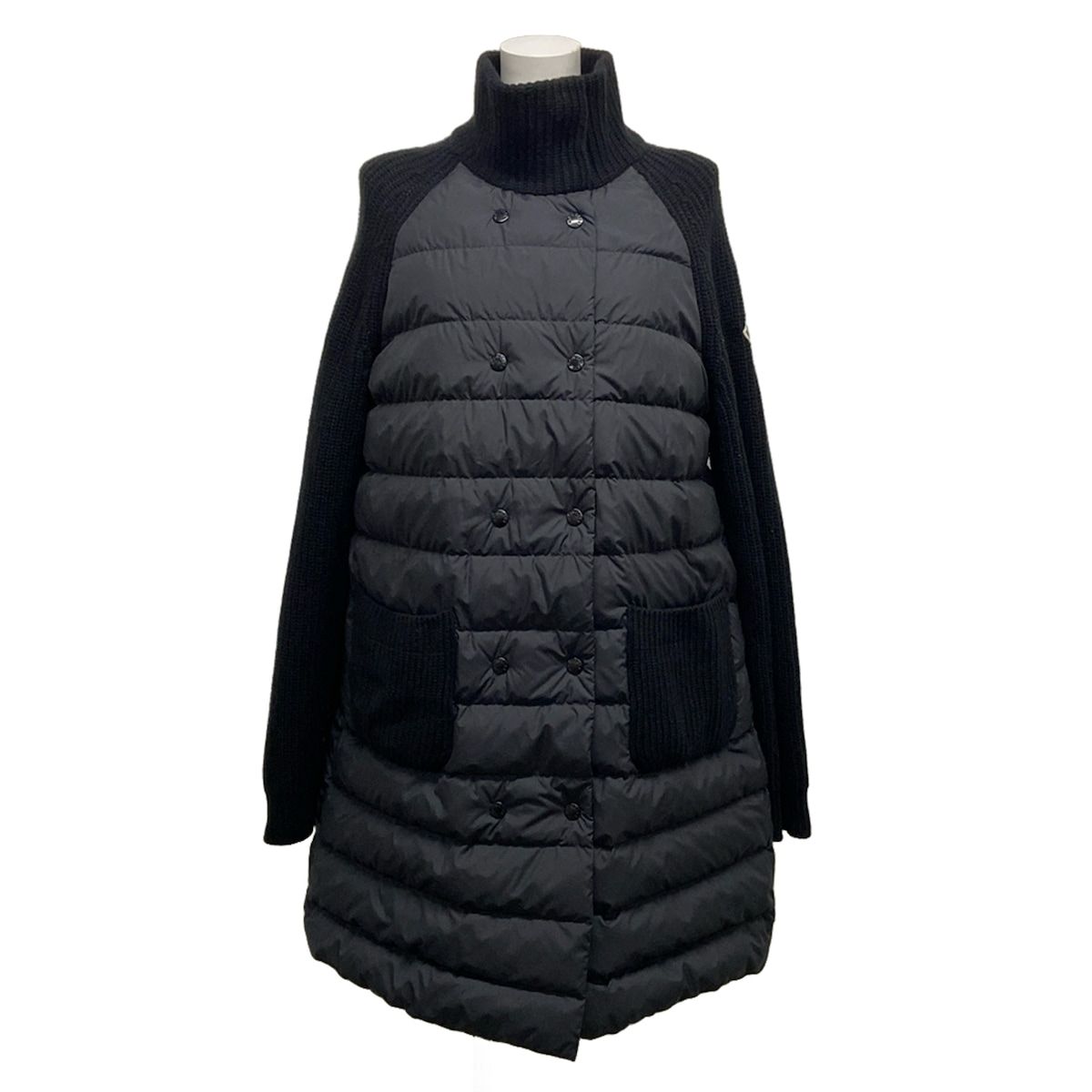 MONCLER モンクレール ダウンコート サイズS レディース CARDIGAN TRICOT I20939B00021 黒 カーディガン コットン ウール ダウン