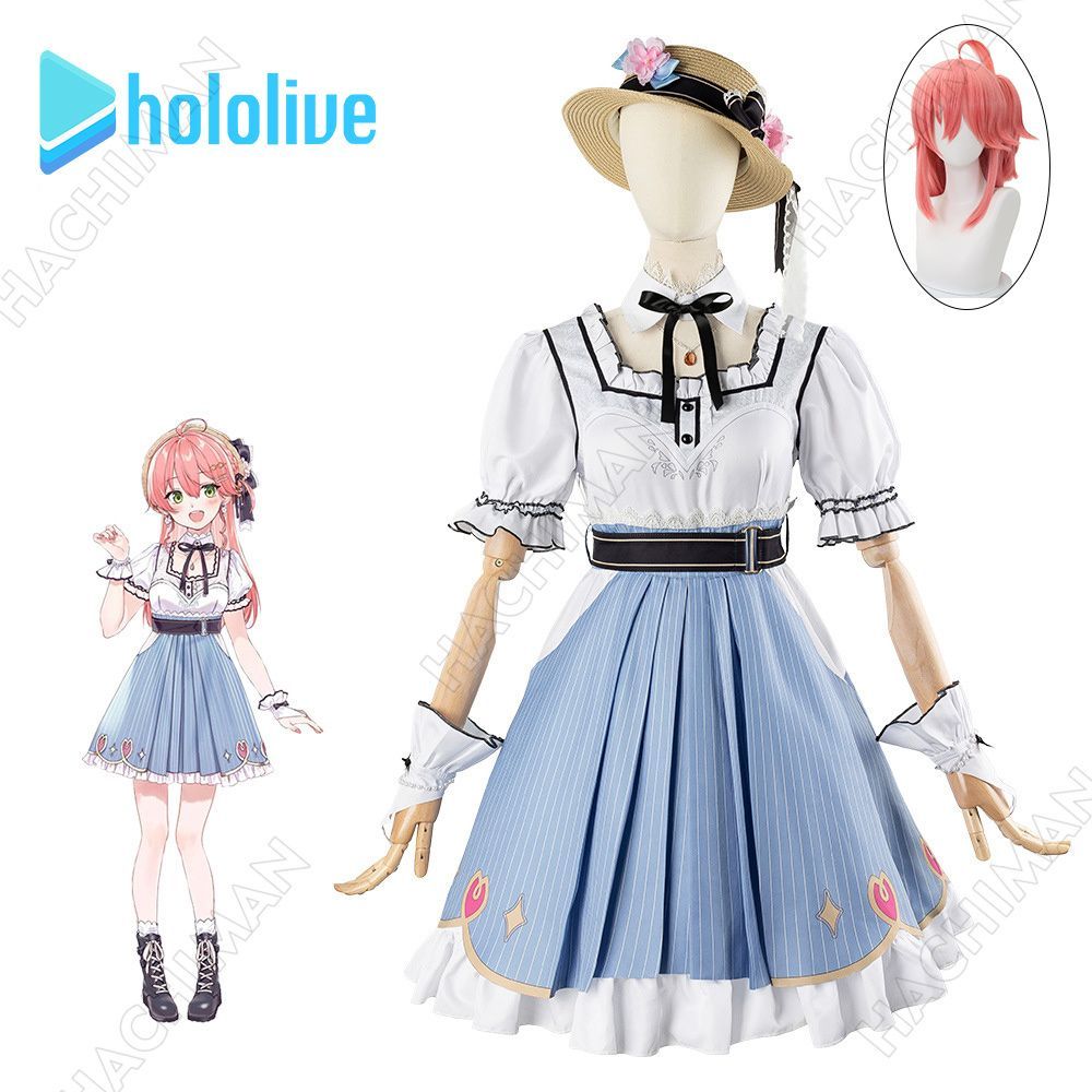 ウィッグ付き Hololive YouTube さくらみこ Sakura Miko コスチューム コスプレ衣装 ハロウィン クリスマス 可愛い 変装 仮装 舞台服 演出服 大人 子供 cosplay