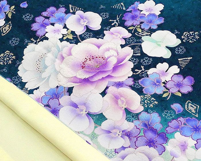 振袖 正絹 蘭 花 身丈168.5cm 裄丈70.5cm 美品 中古 リサイクル 着物 e4096 振袖 正絹 蘭 花 身丈168.5cm 裄丈70.5cm 美品 中古 リサイクル 着物