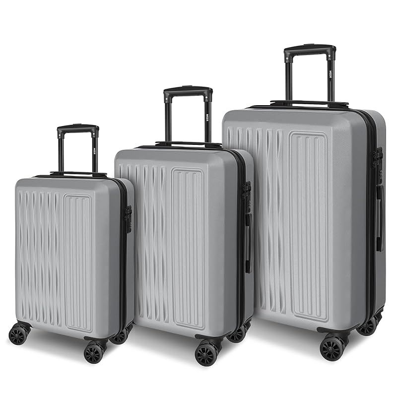 [meer] スーツケース 機内持ち込み キャリーケース 超軽量 キャリーバッグ ダブルキャスター 耐衝撃 360度回転 修学 泊まる 旅行 出張 大型静音 ファション 修学 (シルバー, Mサイズ（4~6泊・託送必要・約60L）) 0