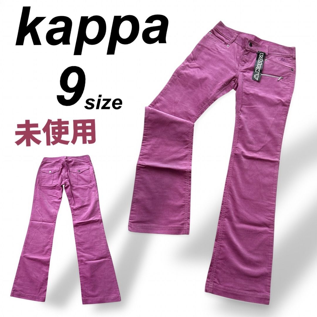 未使用 kappa カッパ ゴルプンツ 9 コーデュロイ ブーツカット ワイド 刺繍ロゴ 綿 KGWB3J04 ピンク系 (B16)