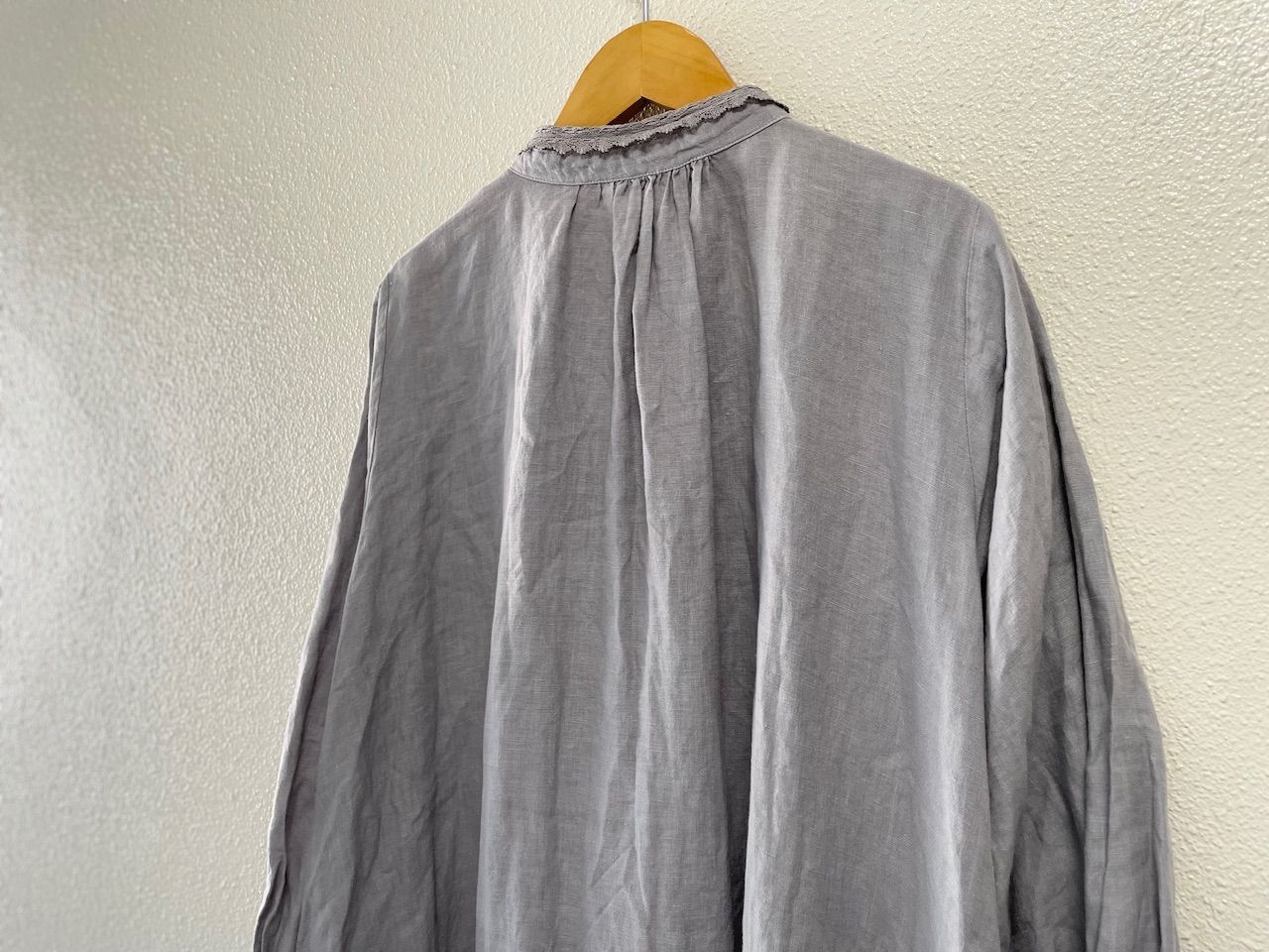 nest Robe ネストローブ リネンレース襟ギャザーワンピース 日本製
