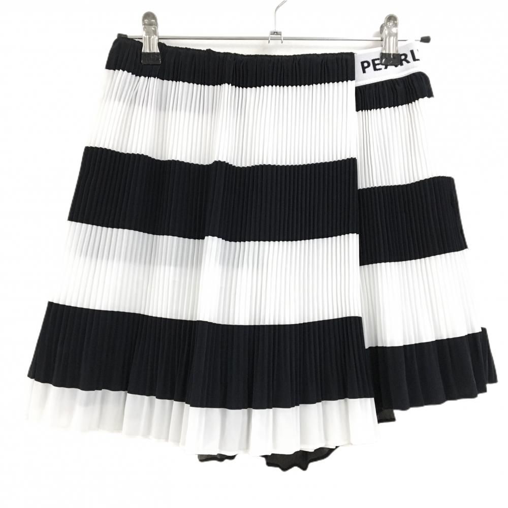 パーリーゲイツ プリーツスカート 白×ダークネイビー ボーダー 内側パンツ 裏地付 レディース 1 M ゴルフウェア PEARLY GATES