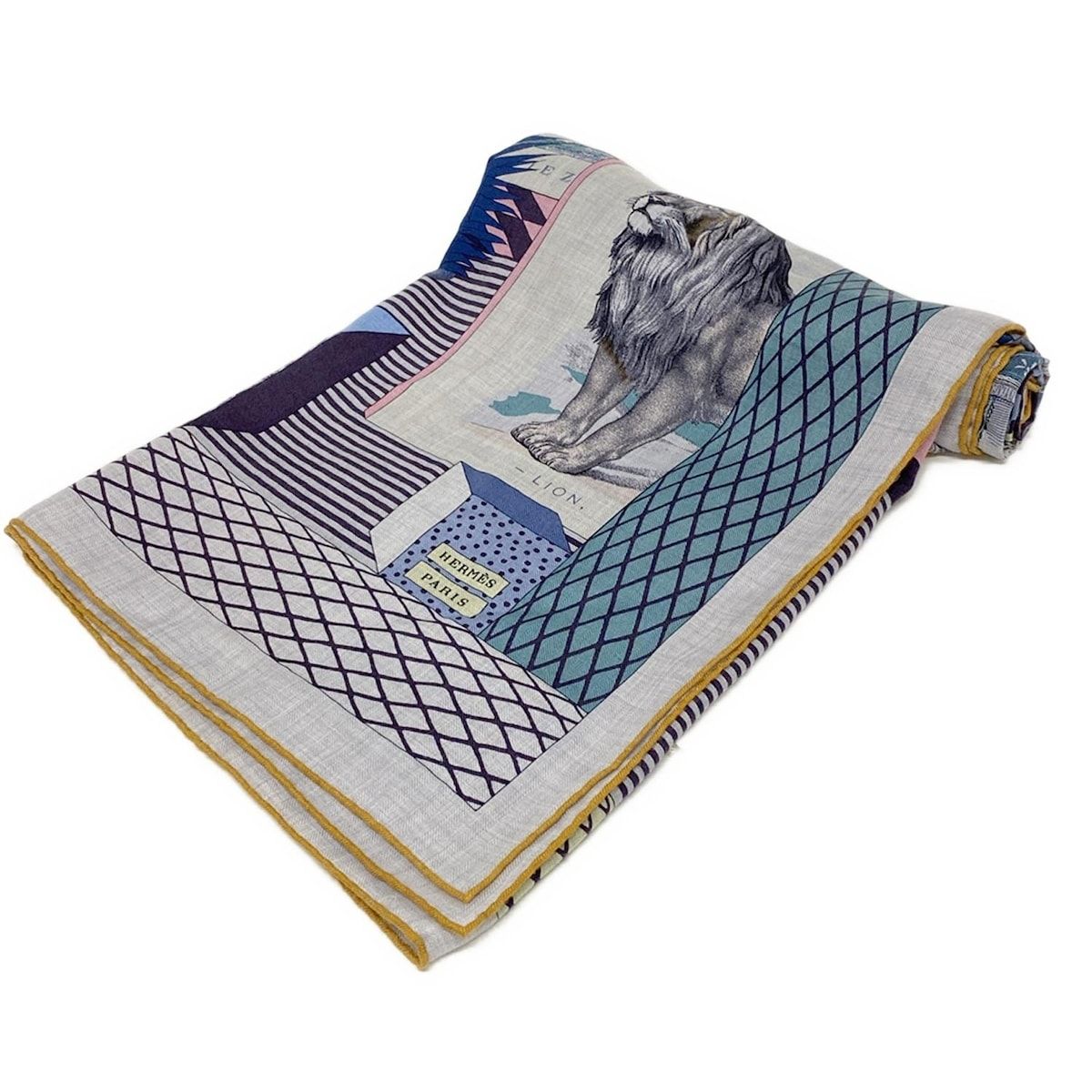 エルメス　カシミヤシルク140 美品 HERMES エルメスカシミヤシルクストール140 カレジェアン美品