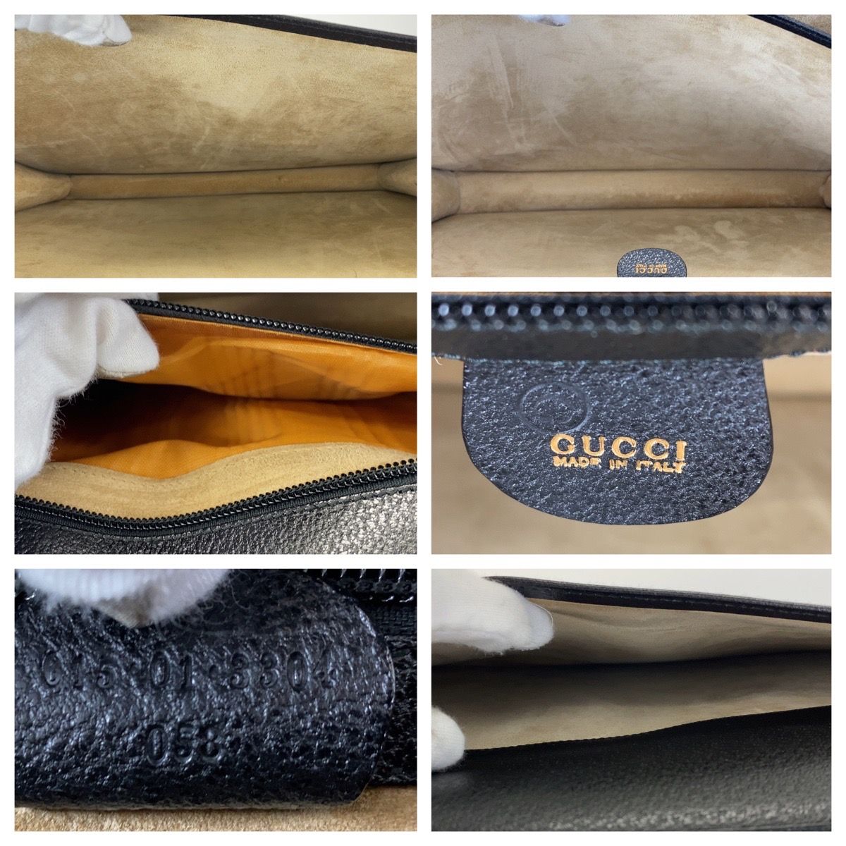希少 美品 GUCCI グッチ バンブー ブラック レザー ビジネスバッグ 