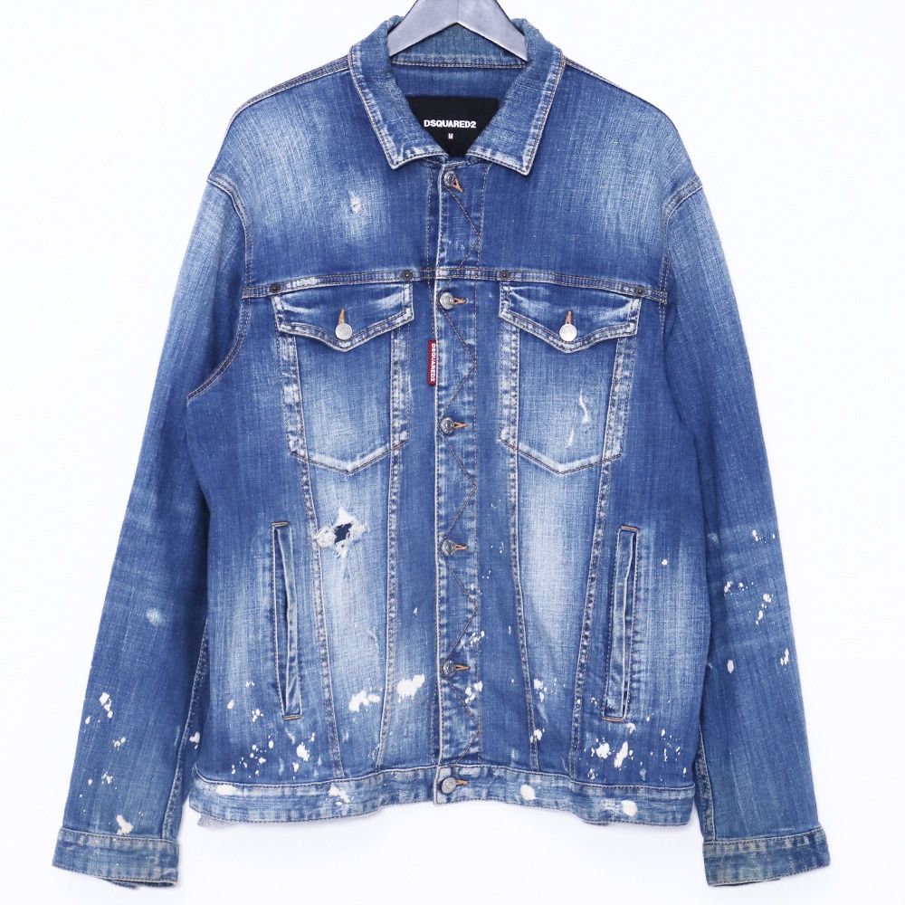 DSQUARED2 ペイントデニムジャケット Mサイズ インディゴ S71AN0064-S30342