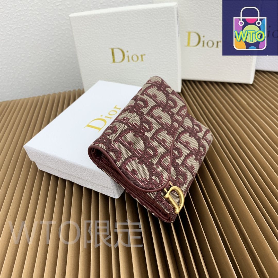 今日 Dior ロータス ウォレット オブリークプリント 馬鐙 D チャーム付き コンパクトで実用的なデザイン | ♥品 -WT0輸入