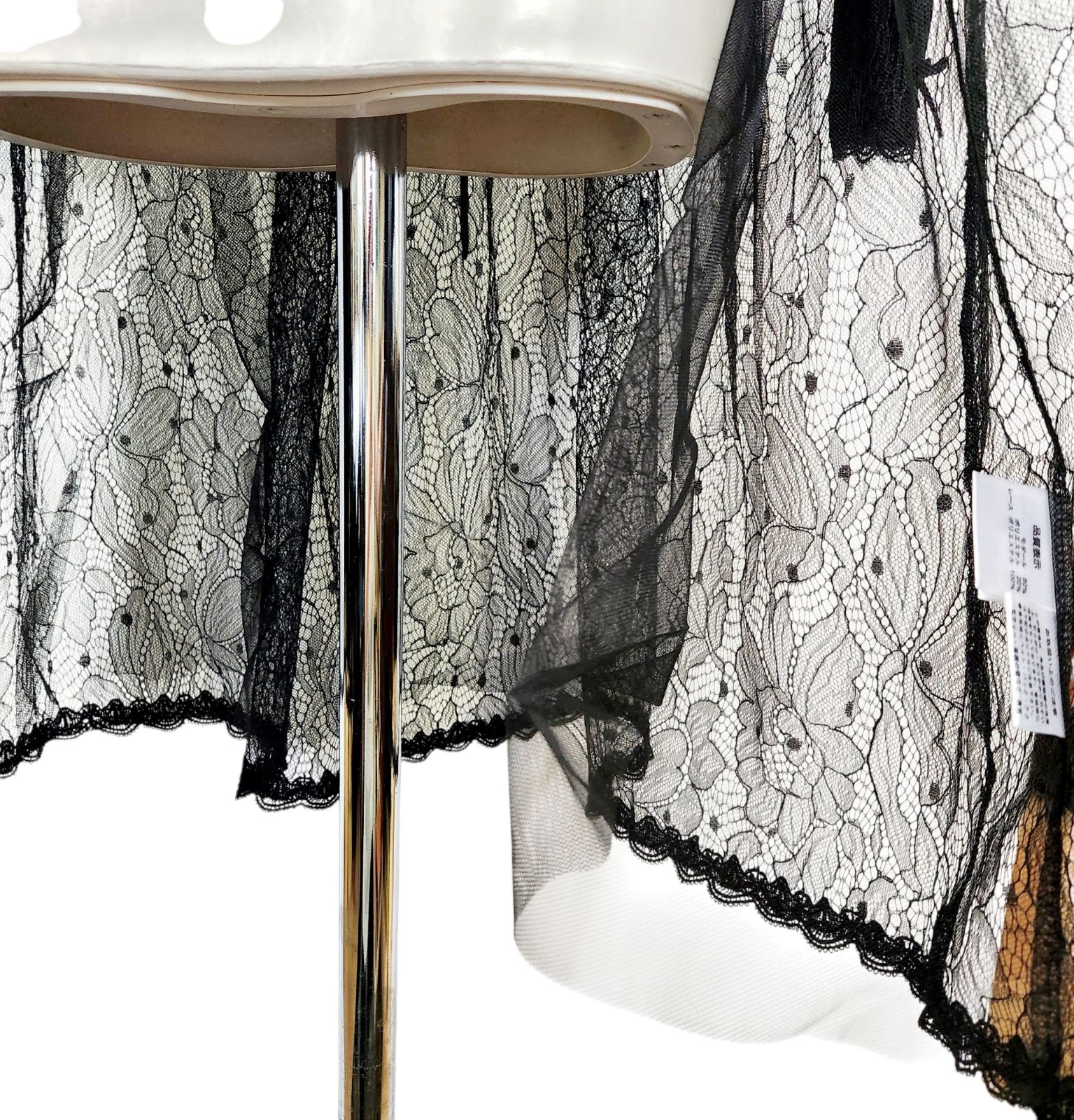 スーパービューティー ロング カーディガン レース切替 ブラック40 M