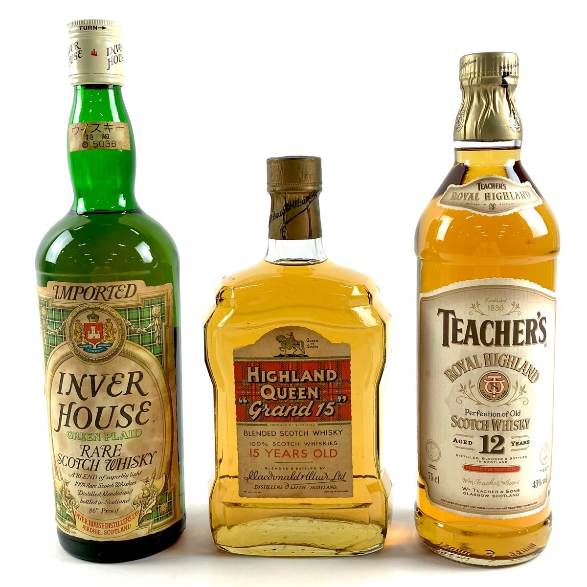 3本 INVER HOUSE ハイランド クイーン TEACHER S スコッチ 760ml ウイスキー セット 古酒