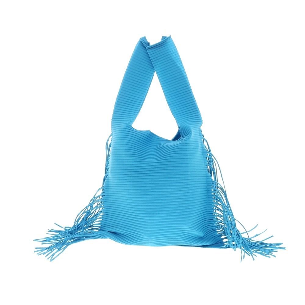 【中古】ミー イッセイミヤケ me ISSEY MIYAKE 2024年春夏 プリーツ フリンジ トートバッグ ライトブルー【W29xH29.5】【レディース】