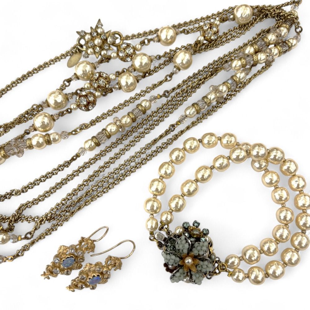 美品 MIRIAM HASKELL ミリアムハスケル ビジューネックレス パール 