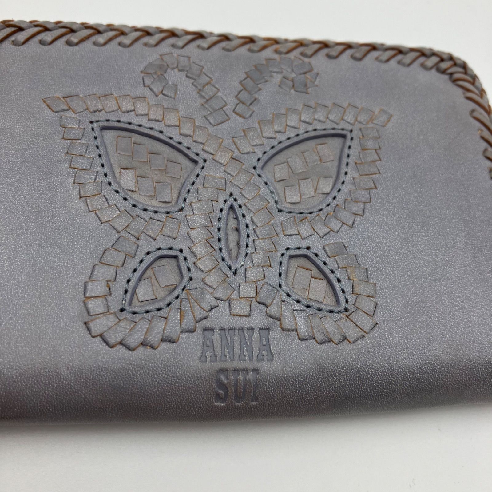 ANNA SUI アナスイ コインケース カードケース ミニ ウォレット ブルーグレー ラウンドファスナー ラウンドジップ 小銭入れ バタフライ 蝶  レザー レディース SG119-16 - メルカリ