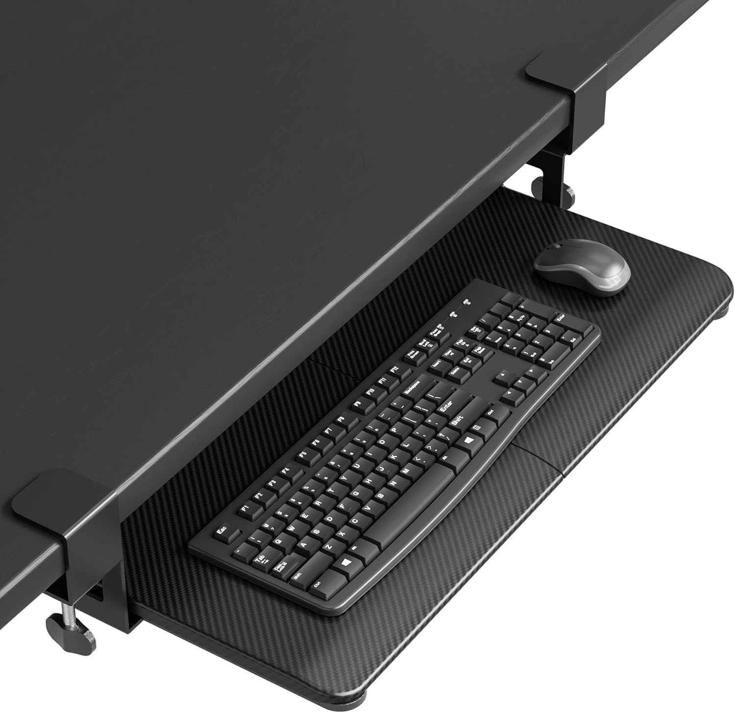BONTEC ボンテック デスク下キーボードトレイ 引き出し式 ブラックカーボンファイバー製 KMT01