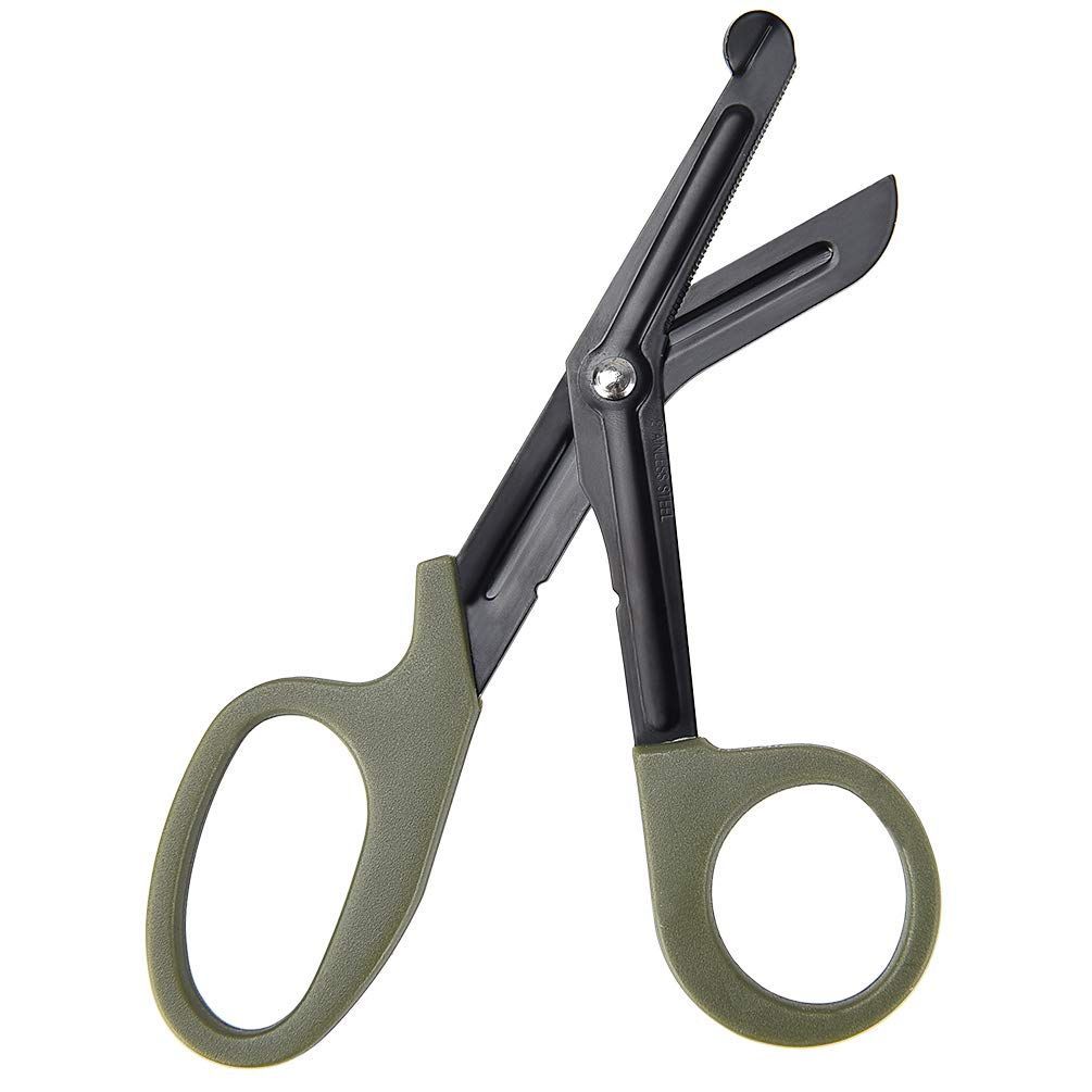 数量 はさみ アウトドア ハサミ 安全はさみ 皮革 レザー デニム キャンプはさみ ナイロン用はさみ LEDGLE グリーン