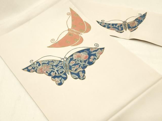 平和屋着物○塩瀬 九寸名古屋帯 作家物 手描き 笹竹文 山葵色 金銀彩