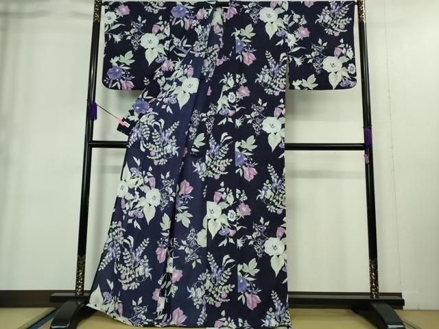 平和屋着物 上 夏物 撫松庵 セオアルファ 小紋 浴衣兼用 紅梅織 朝顔 DZAA9414kh5