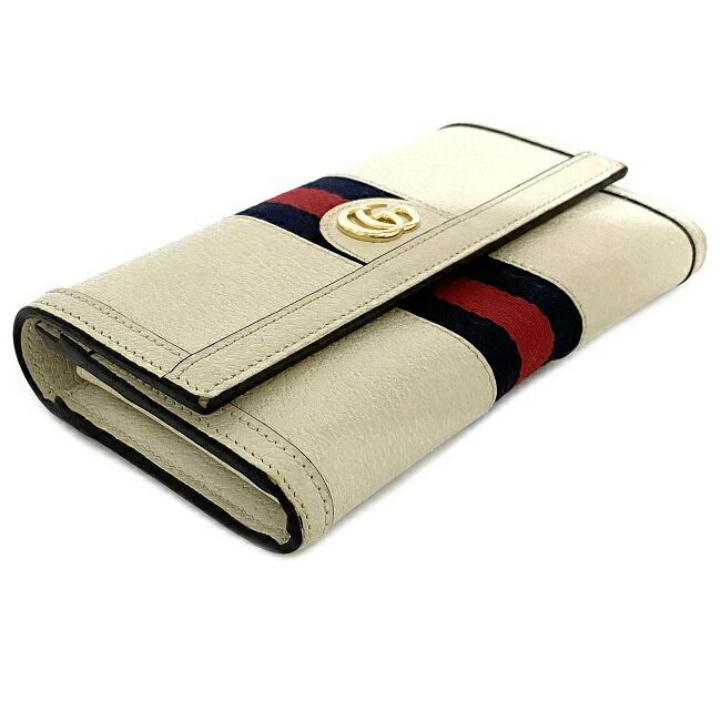 GUCCI 長財布 アイボリー/ネイビー/レッド