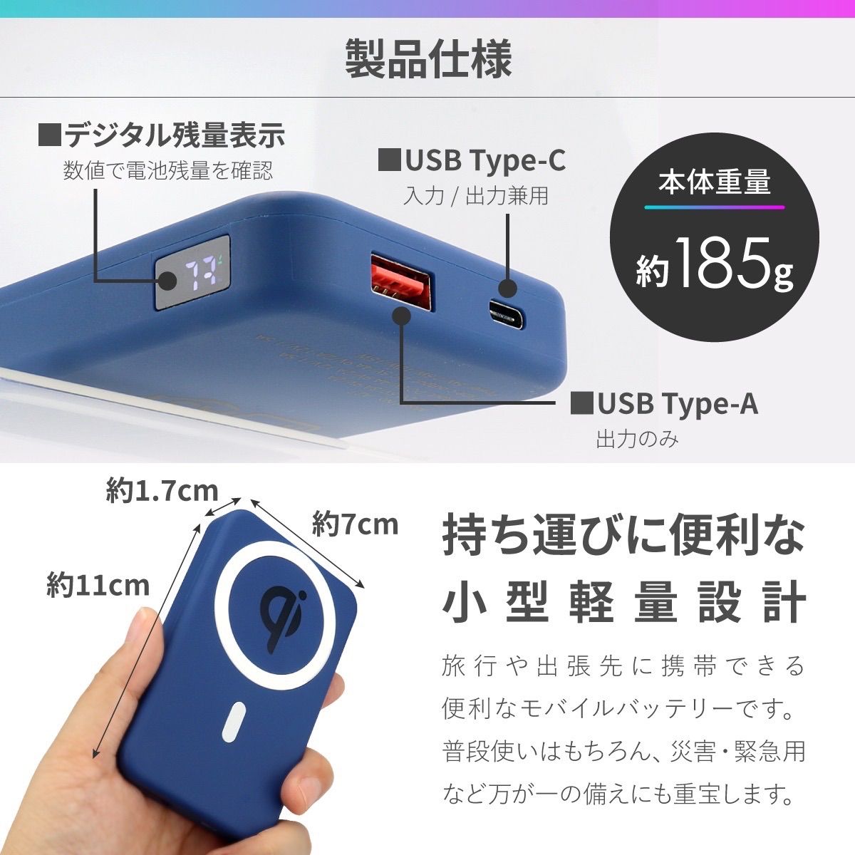 ⭐️大特価⭐️ MagSafe対応 モバイルバッテリー 大容量10000mAh 2台