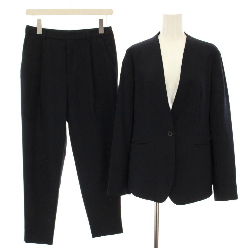 KASHIYAMA ノーカラー パンツ スーツ ブラック シングル ブレスト icb