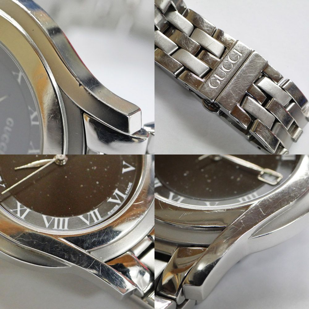 名東】グッチ 5500M デイト ブラックローマ 黒文字盤 SS クォーツ