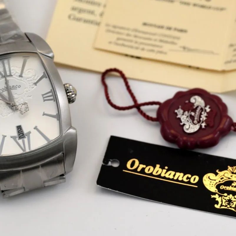 美品 Orobianco オロビアンコ レッタンゴラ OR-0012N 腕時計 シルバー ステンレススチール メンズ クオーツ