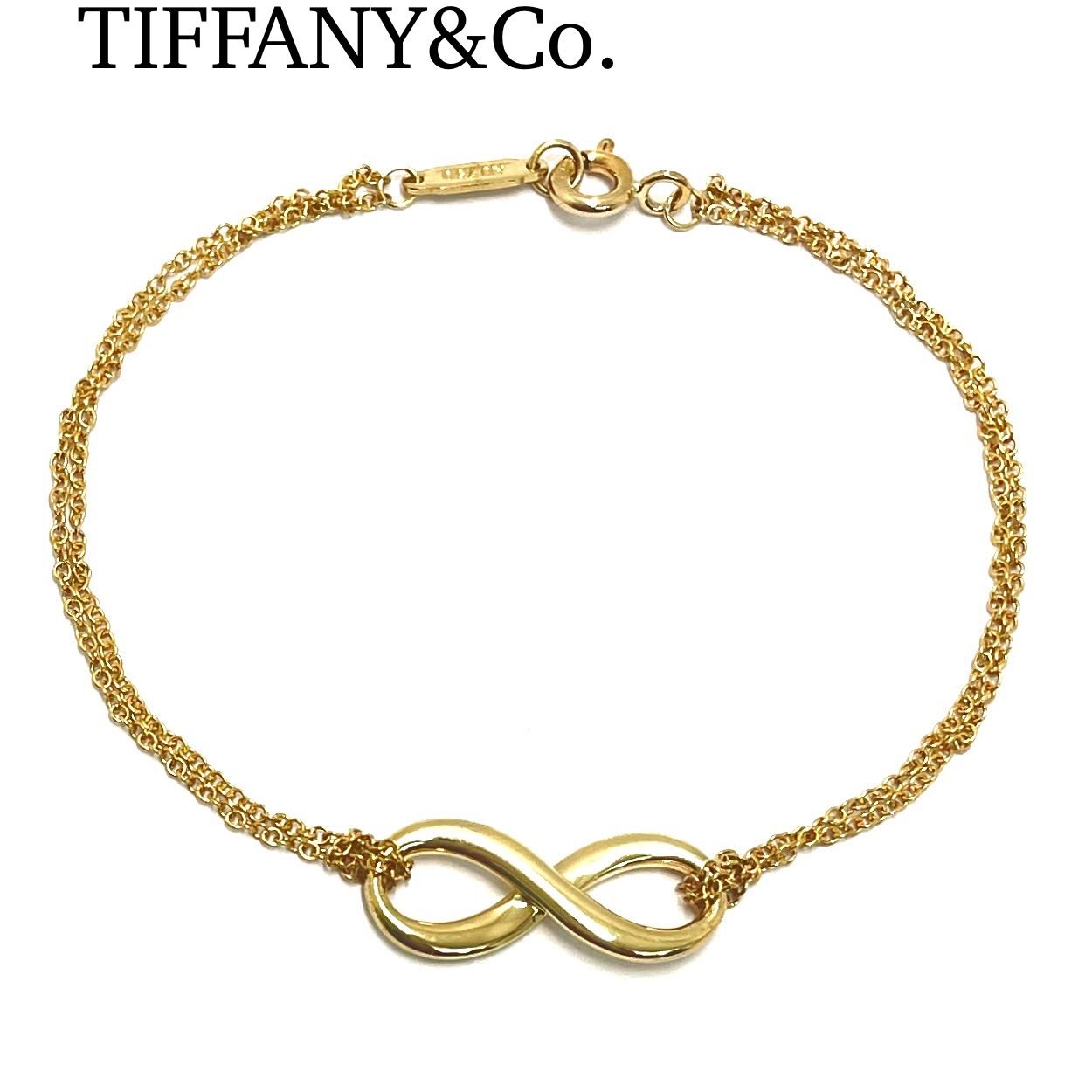 TIFFANY-Co. ティファニー インフィニティ ブレスレット 750YG ダブルチェーン