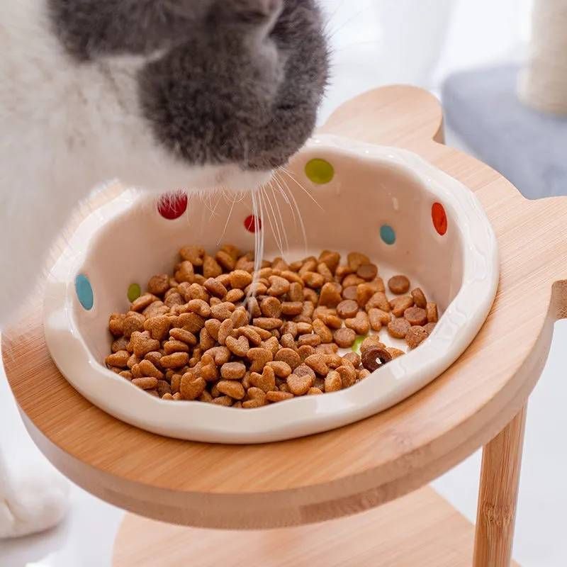 犬用 猫用 食器台 木製 陶器 フードボウル フードボール フードスタンド 食器スタンド 犬用猫用 ペット用 おしゃれ かわいい 食事台 食器台 ご飯台 エサ台 ドッグフード入れ 餌入れ 水入れ 大容#lll2718