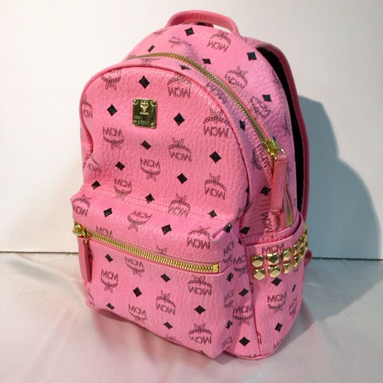 【美品】MCM リュックサック　ミニ 美品】 MCM ミニリュックサック ヴィセトス柄 ピンク サイドスタッズ
