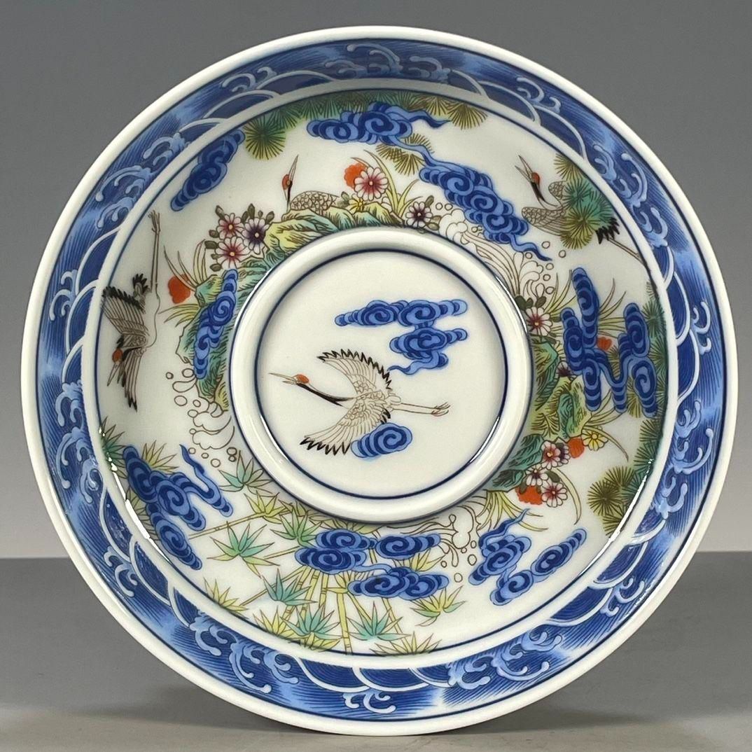 中国茶器 景德鎮 五色松鶴献寿図三才蓋碗 茶碗 新品未使用 中国茶器 景德鎮 五色松鶴献寿図三才蓋碗 茶碗 新品未使用