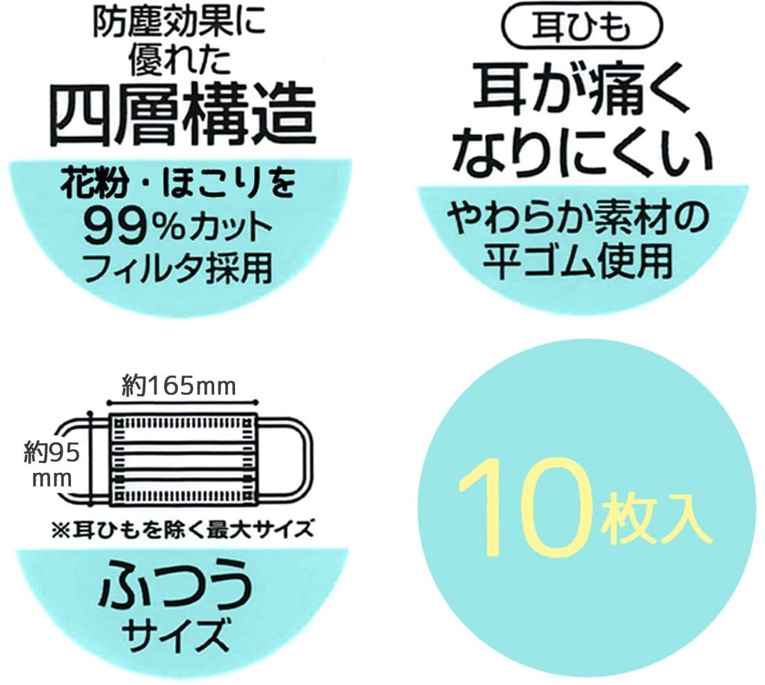 99% カット スケーター 不織布 プリーツ マスク エンボス 10枚 入り 大人 用 MSKPE4 スケーター キティ ハローキティ キティちゃん 女の子スケーター (skater) 不織布 マスク 普通サイズ 四層構造 ハローキティ サンリオ 10枚入 M